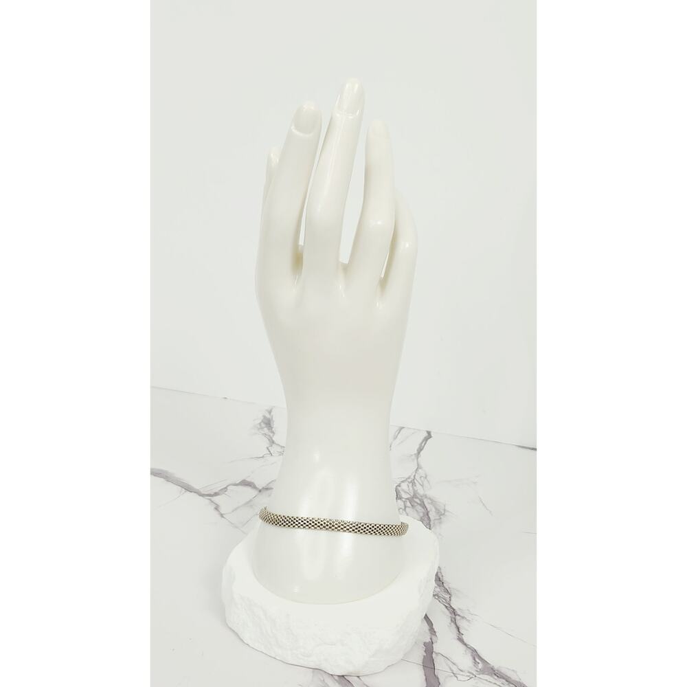 Vintage LIRM 925 Sterling Silver Woven Popcorn Mesh Chain Bracelet Italy - Picture 11 of 16